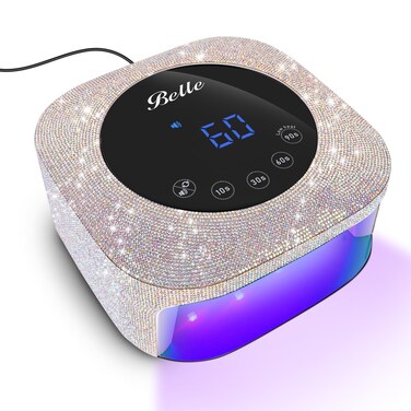 Belle UV LED Nail Lamp, Professional UV Light for Gel Nails, LED Nail Lamp with 4 Timer Modes, Gel Nail Light Nail Dryer Decorate with Sparkling Nail Rhinestones Diamond