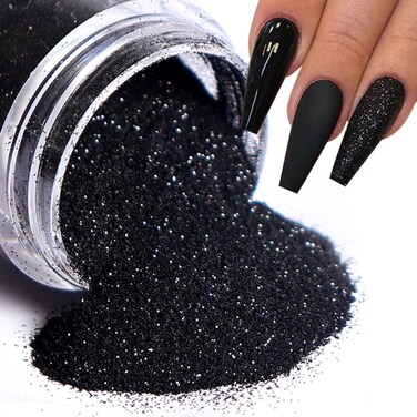 0.2mm Black Nail Glitter White Rainbow Holographic Shining Sugar Nail Glitter Candy Coat Powder Sugar Coating Effect Nail Pigment Powder Shimmer Nail Art Decorations Dust Diamond Dust for Nails (B)