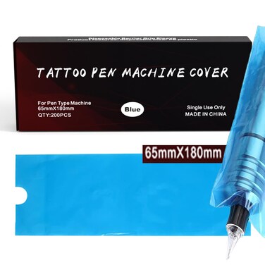 Tattoo Pen Machine Covers Large - 200pcs 2.56 * 7in Tattoo Pen Covers Tattoo Cartridge Machine Covers Tattoo Gun Sleeves Blue Pen Bag for Tattooing Cartridge Machine Pen Grips Supplies