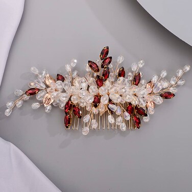 AB Color Leaf Crystal Bridal Headpiece with Hair Accessories for Women and Girls - Hair Comb with Crystals