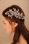 Wedding Silver Flower Leaf Crystal Rhinestone Hair Comb Teardrop Crystal Rhinestone Beads Hair Comb Wedding Hair Accessories for Women Girls