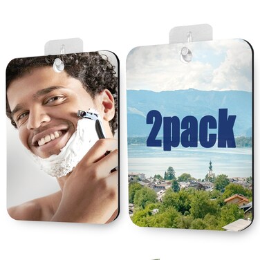 Betus Shower Mirror Fogless for Shaving - Shatterproof Acrylic Bathroom Mirrors - Medium 8x6 inch Pack of 2 - Unbreakable Deluxe Plexiglass Wall Hanging Mirror for Makeup, Travel &amp;amp; Shower