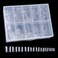 Acrylic Natural Nail Tips 500Pcs Short French Artificial Square False Tip for Manicure with Storage Box