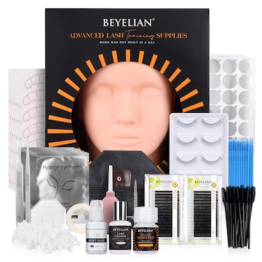 Eyelash Extension Kit,with lash Mannequin Head Lash Practice training kit Professional lash extension supplies Tool for Lash Training by BEYELIAN