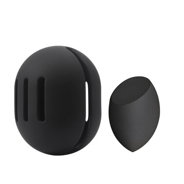 BEZOX Make Up Sponge with Case, Non-Latex Beauty Sponge with Holder of Premium Silicone for Blending Liquid Foundations Cosmetics, Travel Sponge Holder, Soft and Skin-Friendly - Black
