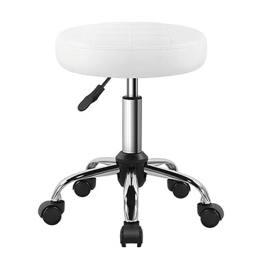 White Classic Swivel Stool with Wheel Perfect for Salon Work Home SPA Shop Height-Adjustable and Cost-Effective Rolling Stool Chair Small