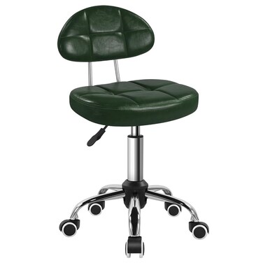 Square Minimalist Swivel Stool with Wheel Perfect for Work SPA Shop Massage Height-Adjustable and Cost-Effective Rolling Stool Chair with Back (Green)