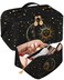 Bistup Makeup Bag Travel Cosmetic Bag Toiletry Make Up Bags Cute Women Large Capacity Big Medium Leather Sun Moon Aesthetic Portable Teen Girls Teenage Foldable Expandable Compact Open Flat Zip