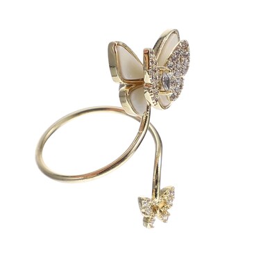Nail Butterfly Ornaments Nail Art Charm Finger Rhinestone Fingernail Opening Ring Finger Accessories for Women Jewelry Pearl Jewelry Copper Inlaid Zircon Miss to Open Golden Nails