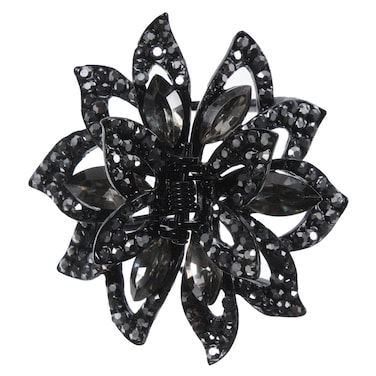 Rhinestone Hair Accessories: Ponytail Hairpiece, Jeweled Hair Claw Clips, Metal Floral Jaw Clips for Women