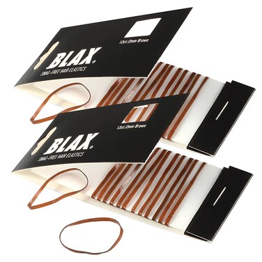 Blax Brown Hair Elastics &ndash; Snag-Free Seamless Hair Ties, No-Damage Hair Rubber Bands, 2mm 12 Count (Pack of 2)