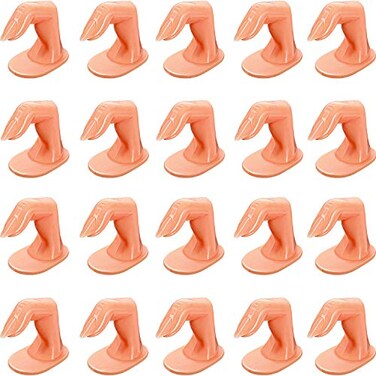 20 Pieces Practice Manicure Fingers with False Nails Training Fingers for Acrylic Gel Nail Art Hand Nail Art Training Display Decoration