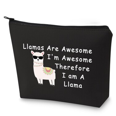BLUPARK Funny Llama Gift for Llama Lover Llamas Are Awesome I'm Awesome Therefore I'm A Llama Makeup Bag Animal Lover Gift (I'm A Llama-BK)