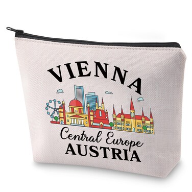 BLUPARK Austrian Mom Cosmetic Bag Vienna Merch Gift Vienna Central Europe Austria Makeup Bag Gift For Travelers (Vienna)