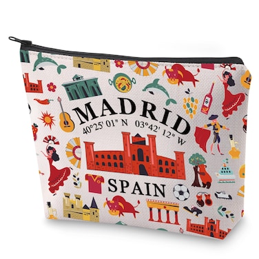 BLUPARK Spanish Mom Cosmetic Bag Madrid Souvenir Gift Madrid Spain Travel Makeup Bag Spain Lover Gift (Madrid)
