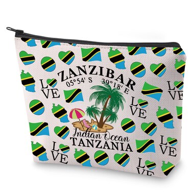 BLUPARK Tanzania Flag Cosmetic Bag Zanzibar Souvenir Gift Zanzibar Tanzania Gift For Travelers (Zanzibar)
