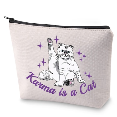 BLUPARK Album Inspired Gift Cat Lover Makeup Bag Singer Merchandise Gift Singer Inspired Cosmetic Bag for Fans (Karma Cat)