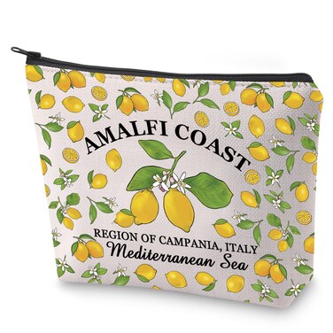 BLUPARK Italy Lemons Cosmetic Bag South Italy Gift Amalfi Coast Travel Makeup Bag Romantic Travel Souvenir Gift (Amalfi Coast)