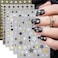 Star Nail Stickers for Nail Art 3D Cute Round Heart Stars Charms Design Starlight Nail Art Stickers Shiny Gold Silver White Black Pegatinas U&ntilde;as Nail Art Supplies Heart Nail Decals for Women DIY 6Pcs