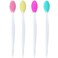 4 Pieces Silicone Exfoliating Lip Brush Tool Double-sided Soft Lip Brush for Smoother and Fuller Lip Appearance (Rose Red, Yellow, Mint Green, Pink)