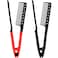 2 Pieces Flat Straightening Comb Salon Hair Brush Comb Hairdressing Styling Straightener V-shaped Straight Straightener(Red, Black)