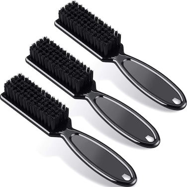 3 Pieces Nylon Clipper Blade Brush Kit - Barber Nail and Hair Trimmer Cleaning Tools (Black)
