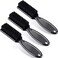 3 Pieces Nylon Clipper Blade Brush Kit - Barber Nail and Hair Trimmer Cleaning Tools (Black)