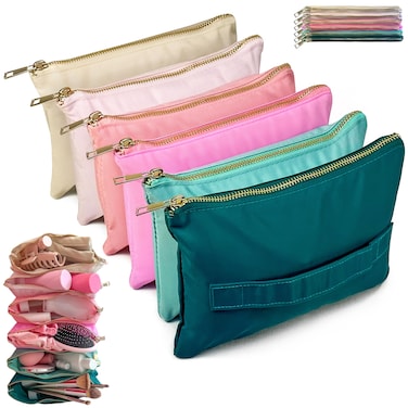 Accordion Makeup Bag, Travel Makeup Bag with 6 Compartments, Large Capacity Cosmetic Bags for Women, Toiletry Bag for Women, Makeup Organizer, Zipper Pouch Preppy Stuff