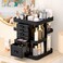 360 Rotating Makeup Organizer for Vanity, Large Skin Care Organizer with 6 Drawers Clear Acrylic Cosmetic Organizer Adjustable Spinning Makeup Storage Perfume Organizer for Dresser (Black)