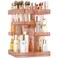 Rotating Makeup Organizer, Large Capacity Cosmetic Display Case, Acrylic Skincare Organizer with Makeup Brush, Makeup Storage Organizer for Dresser Countertop and Bathroom Vanity - Pink