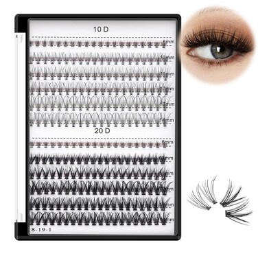 Bodermincer 240pcs C Curl 10D/20D Cluster Eyelashes 10/11/12/13/14mm and Under Eyelashes Mixed Professional Makeup Individual Cluster Eye Lashes (10/11/12/13/14mm and Under Eyelashes)