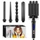Bo'laiya 5 in 1 Curling Wand Set with Temperature Display, Curling Iron Set with 5 Interchangeable Ceramic Curling Wands, Instant Heat Up, Suitable for All Hair Types (Black)