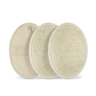 Natural Loofah Sponge, Organic Loofah, Eco-Friendly Luffa Biodegradable, Exfoliating Loofah Pad, All-Natural Body Scrubber, for Shower, Bath, Dead Skin Removal (3 Pack)