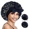 BONNET QUEEN Silk Bonnet for Sleeping Women Hair Bonnet Reversible Double Layer Satin Bonnet Tie Bonnet Sleep Satin Hair Wrap Night Cap for Curly Hair Flower