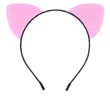 Bonnie Z. Leonardo Pink Cat Ears Headband Furry Cat Ears Headband Pink