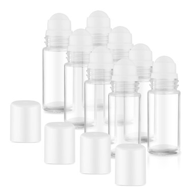8 Pieces 50ml/1.7oz Clear Glass Essential Oil Roller Bottles,Empty Deodorant Roll On Bottles,Leak-Proof Cosmetic Container with Roller Balls for Perfume,Aromatherapy,Moisturizer