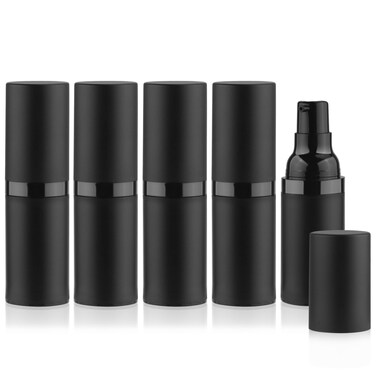 5pcs 15ml Black Airless Pump Bottle Empty Frosted Vacuum Lotion Bottle Refillable Cosmetic Vacuum Pump Makeup Dispenser Container for Foundation,Lotion,Cream,Essential oil,Shampoo