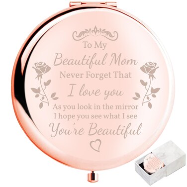 Mom Gift Compact Mirror, to My Beautiful Mom Gorgeous Rose Gold Compact Mirror Unique Mom Gift for Women Mom Personalized Gifts for Mom