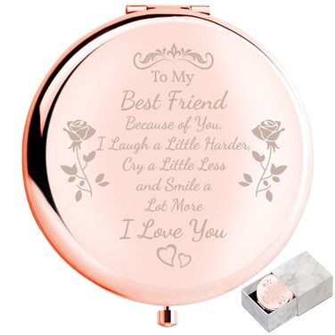 Friend Gift Compact Mirror, to My Best Friend Gorgeous Rose Gold Compact Mirror Unique Friendship Gift for Women Girls Sisters for Women BFF