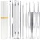 Pimple Popper Tool Kit - Boxoyx 10 Pcs Blackhead Remover Comedone Extractor Kit with Metal Case for Quick and Easy Removal of Pimples, Blackheads, Zit Removing, Forehead,Facial and Nose(All Silver)