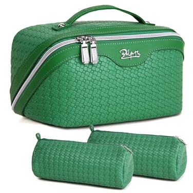 Travel Makeup Bags for Women Cosmetic Bag: Large Make up Bag Set of 3 - Vegan Leather Toiletry Organizer with Compartments &amp; Handle &amp; Divider - Girlfriend Teacher Teen Girl Gifts Trendy Stuffs