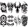 Tribal Temporary Tattoo For Men Adult, Black Large Totem Tribal Fake Tattoo Men, Long Lasting Waterproof Big Temp Tatoo Sticker Boy Teen Chest Half Arm Body Art Makeup, 8-Sheet