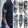 Wolf Lion Temporary Tattoo Sleeves, Full Arm Black Tribal Animal Fake Tattoos Sleeve For Men Women Adult, Large Long Lasting Compass Temp Tatoo Sticker Leg Body Art Makeup, 6-Sheet