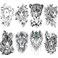 Animal Flower Temporary Tattoo For Women Half Sleeve, Large Realistic Tiger Lion Floral Fake Tattoo Adult Girl Thigh Chest, Black Leopard Pendant Temp Tatoo Sticker Arm Back Body Art Makeup, 8-Sheet