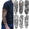 Realistic Greek Poseidon Temporary Tattoo Sleeves For Men, Full Arm Large Myth Ancient Warrior Lion Fake Sleeve Tattoo Adult Women, Black 3D Gladiator Wolf Temp Tatoo Sticker Leg Body Makeup, 6-Sheet