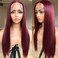Straight Lace Front Wig Pre Plucked, Synthetic Lace Front Wig Pre Plucked, HD Glueless Wigs 13X5X1 Lace Wigs for Women 180 Density 26inch (Burgundy99J, 26)