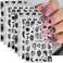 8Sheets Spider Web Nail Stickers Decals, Halloween Nail Stickers for Nail Art Black Stars Moon Flame Nail Design Halloween Nail Decals Halloween DIY Manicure Charms for Holiday Decoration Accessories