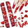 Heart Nail Art Glitters for Valentine Day Charms Nail Decorations Love Heart Nail Sequins Flakes,Holographic Red Heart Nail Stickers for Acrylic Nails Supplies Valentine Manicure Accessories 12 Grids