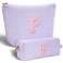 Personalized Makeup Bag for Women Girls - Fashion Cosmetic Bag Trendy Travel Toiletry Bag with Initials Letter - Teen Gifts - Lavender,P