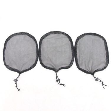 BTWTRY 3Pcs Black Ponytail Net Base Cap with Elastic Drawstring Ponytail Net Stretchy Base for Making Afro Puff Ponytail Wig Weaving Net for Women (Square)